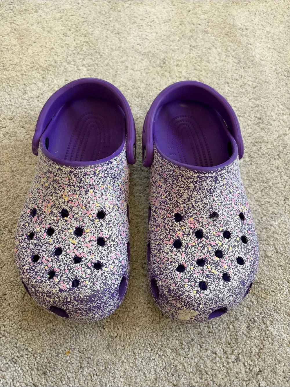 CROCS Kids Purple Glitter Speckled Clogs